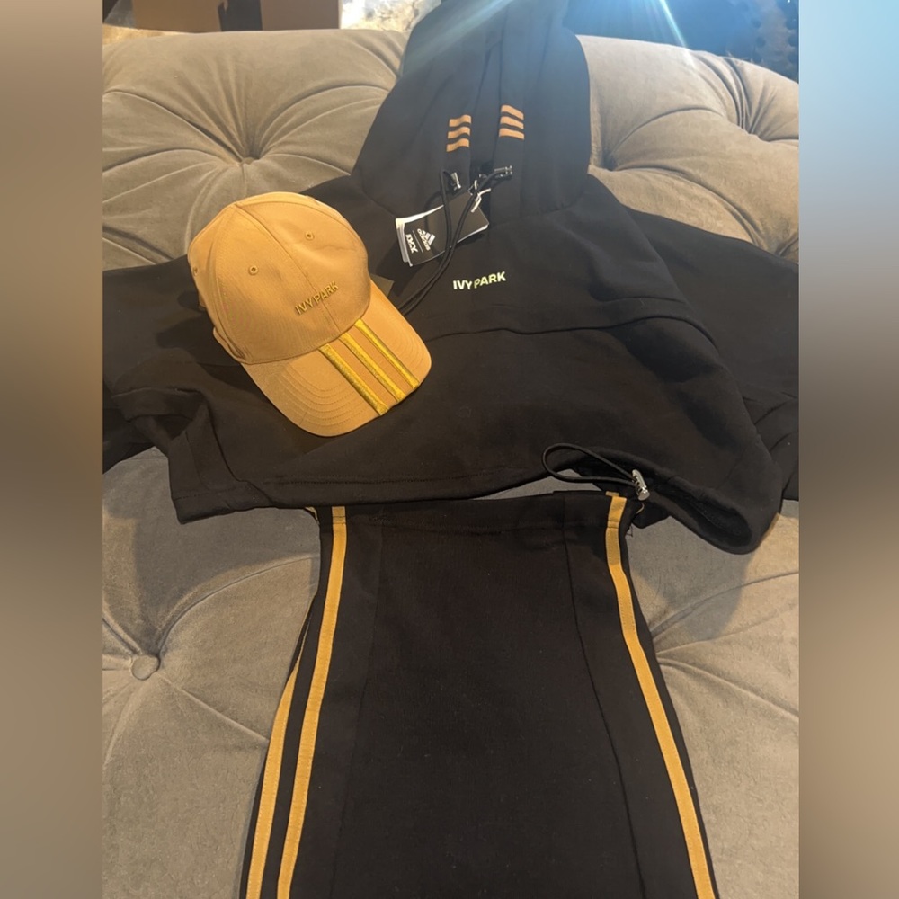 Black & gold hoodie dress and hat size xsmall
